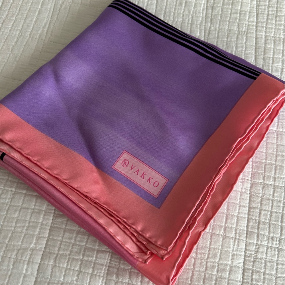 VAKKO 100 % silk scarf - square hijab - pink and purple